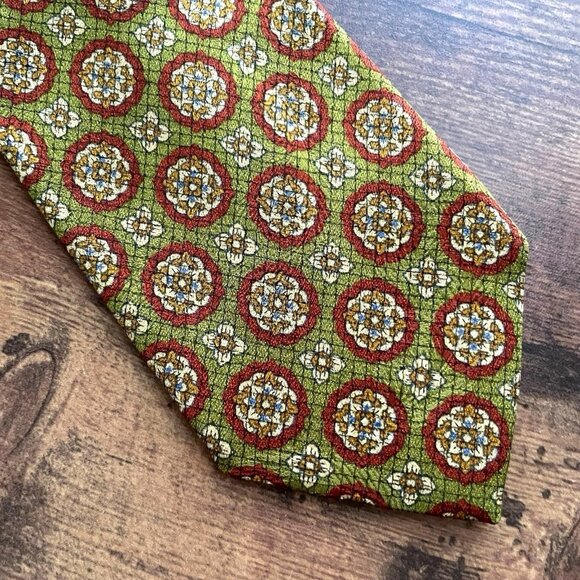 Robert Talbott Carmel Best Of Class Silk Tie Olive Green Medallion Print Necktie - Picture 4 of 9
